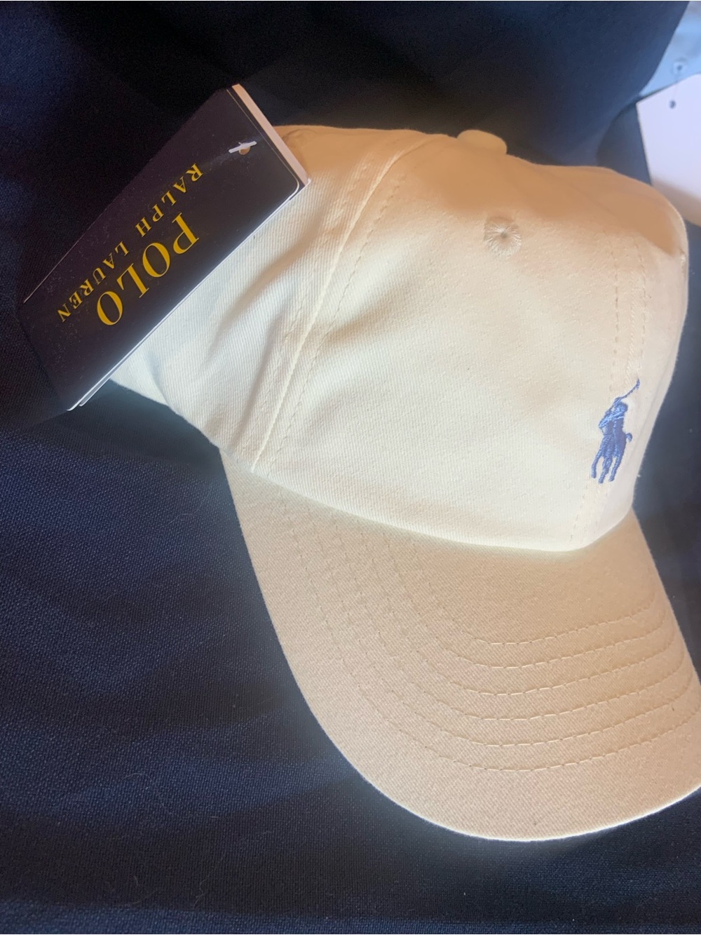 Ralph Lauren Cream Cap with Blue Polo Logo - Picture 9 of 13